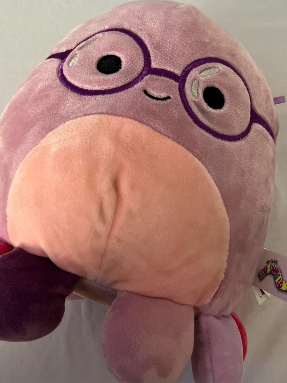 Squishmallows Purple Plush Octopus with Pink Belly and Purple Glasses